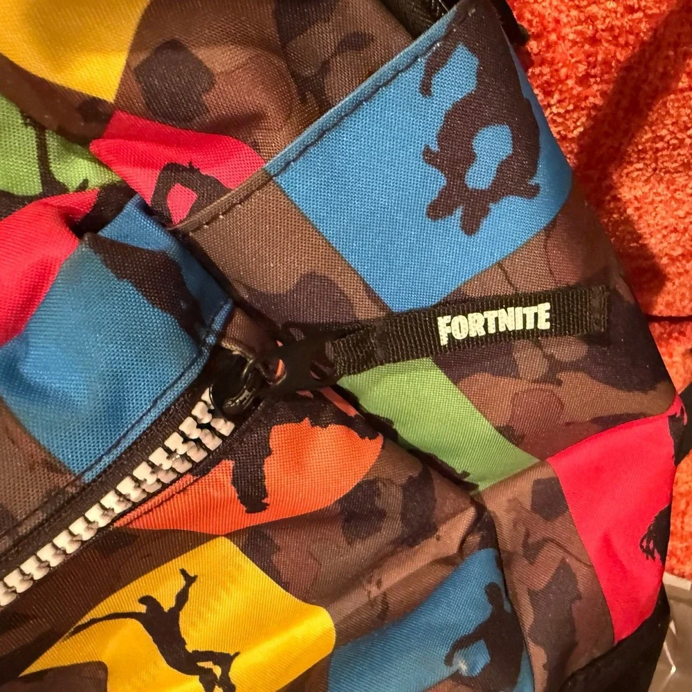Fortnite Kids Backpack Multicolored Camo‎ Emotes Llamas Graphic